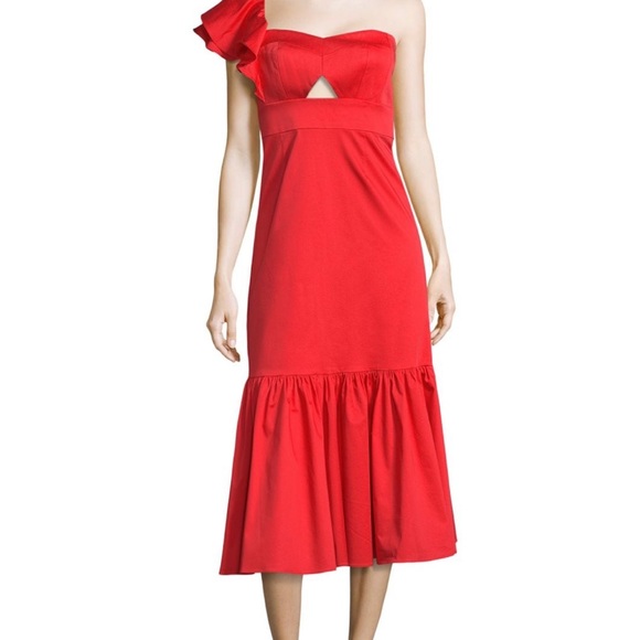 Rebecca Taylor ruffled cotton cutout peplum dress - Picture 2 of 8